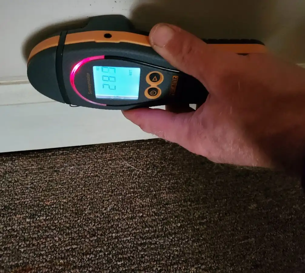 Moisture detection at baseboard during Sewage Cleanup & Sanitation in West Hartford